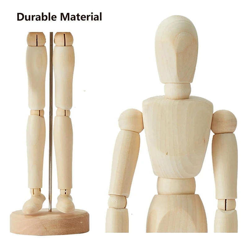 2Pack,8 Inch & 12 Inch,Human Figure Puppet Model Wooden Male Mannequin Doll Decorative Stand For Sketching & Drawing