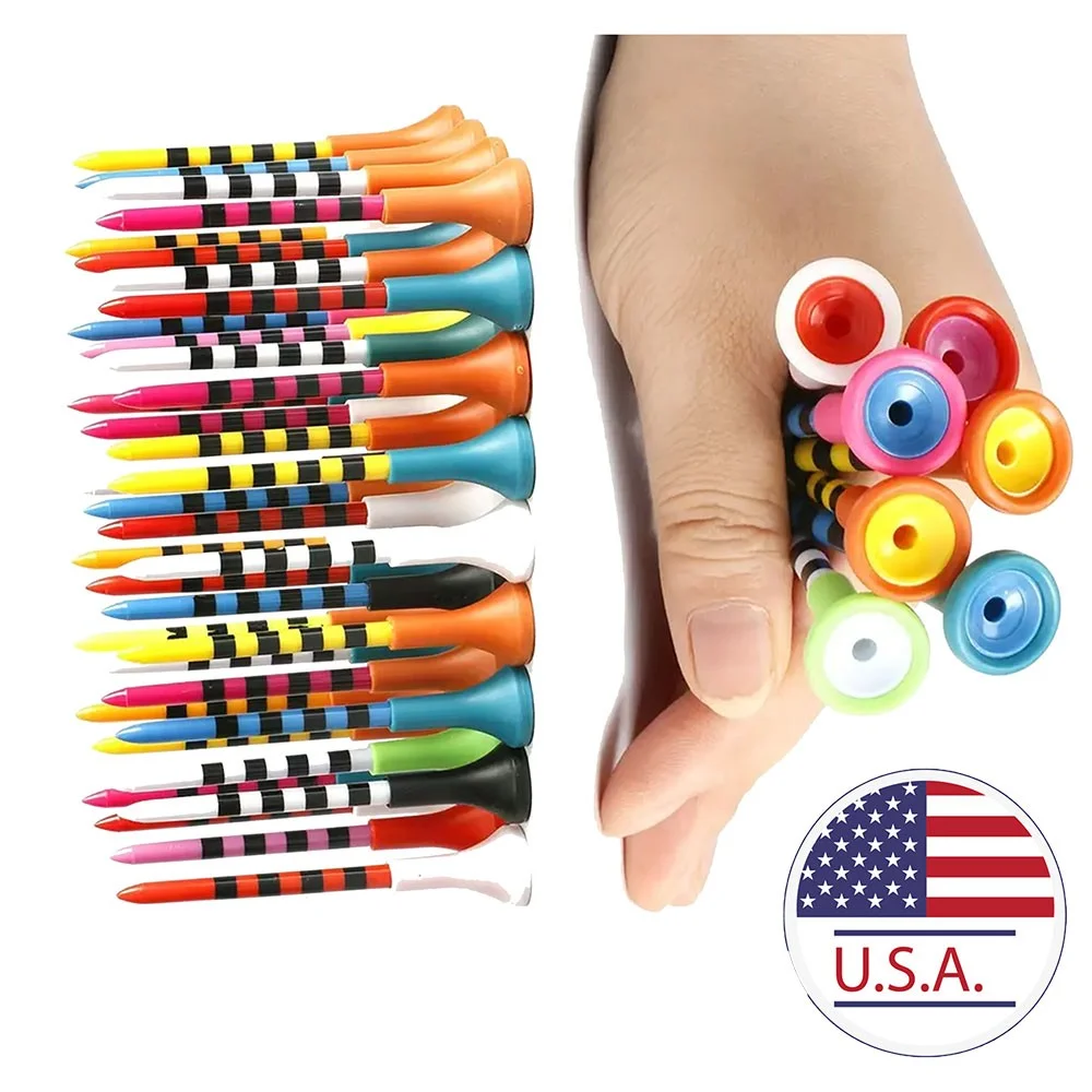Colored Golf Tees 50PCS Unbreakable 83mm 70mm Reduce Friction Side Spin Professional Holder for Course Play Accessories
