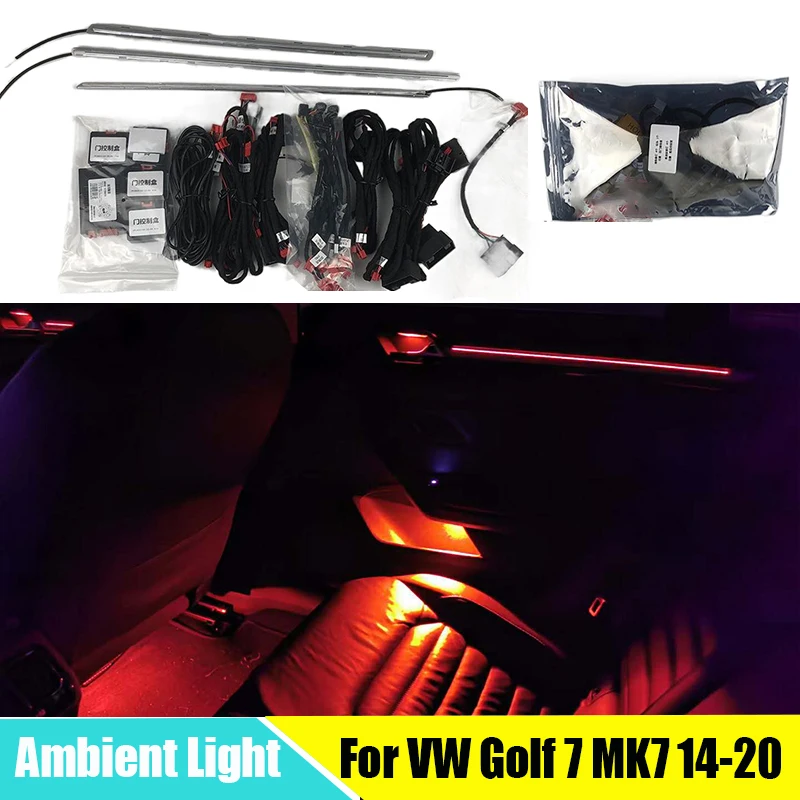 

Внутренняя подсветка автомобиля для VW Golf 7 MK7 2014-2020, внутренняя отделка приборной панели, задняя дверь, декоративная подсветка