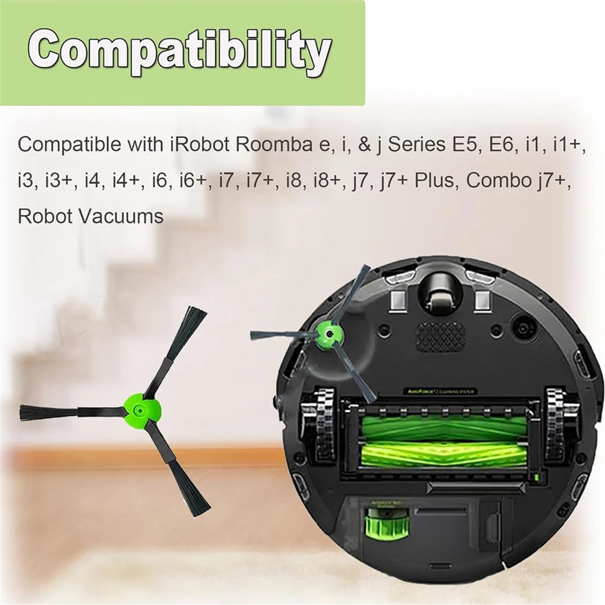 Side Brushes for IRobot Roomba E, I, & J Series E5, E6, I1, I1+, I3, I3+, I4, I4+, I6, I6+, I7, I7+, I8, I8+, J7, J7+