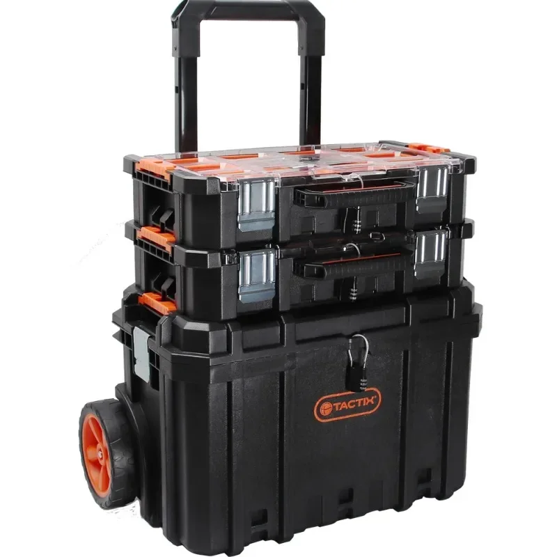 For Expanding into a combination of pull rod tool boxes, stacking three layers of storage boxes, large wheeled movable