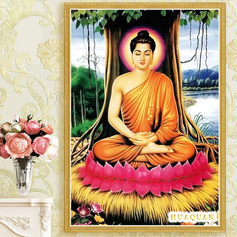 DIY Cross stitch kit Cotton thread full embroidery Sakyamuni Gautama Buddha Rulaifo bonze Buddhist Handmade crafts Stitchwork