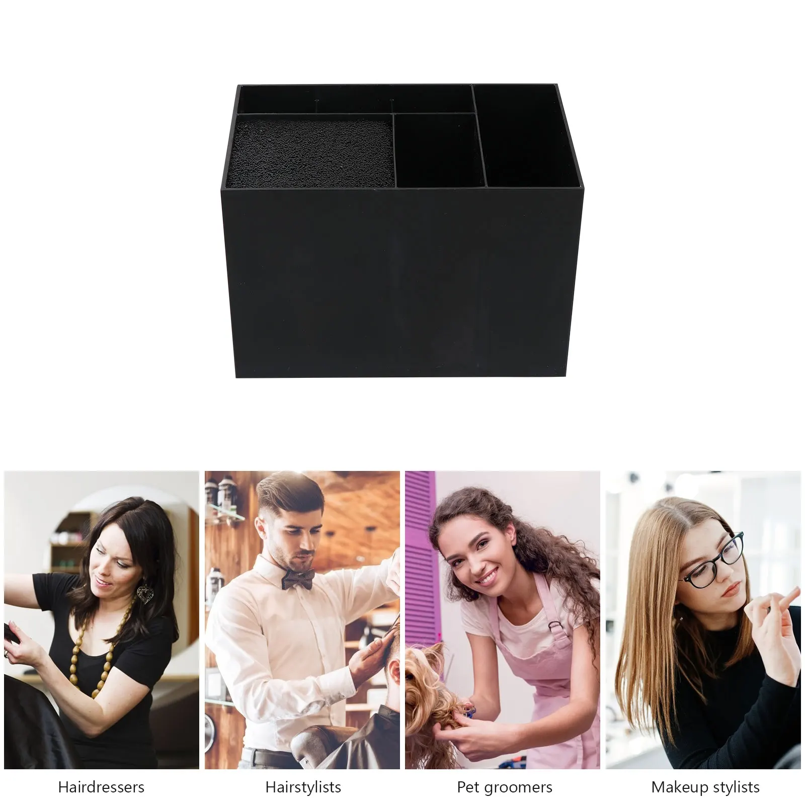 

Hairdressing Comb Storage Box 6 Compartments Plastic Organizer for Salon Bathroom Dorm Hotel Office Pet Shop Scissors Clip