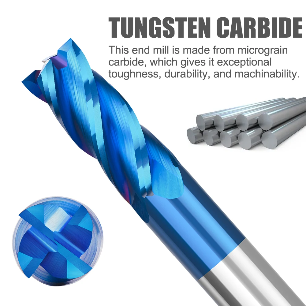 XUCHUAN Fräser 4-Schneiden Schaftfräser 1-12mm HRC 55 TiALN-Beschichtung CNC 4-Schneiden Fräswerkzeuge Hartmetall-Schaftfräser – Detail 4