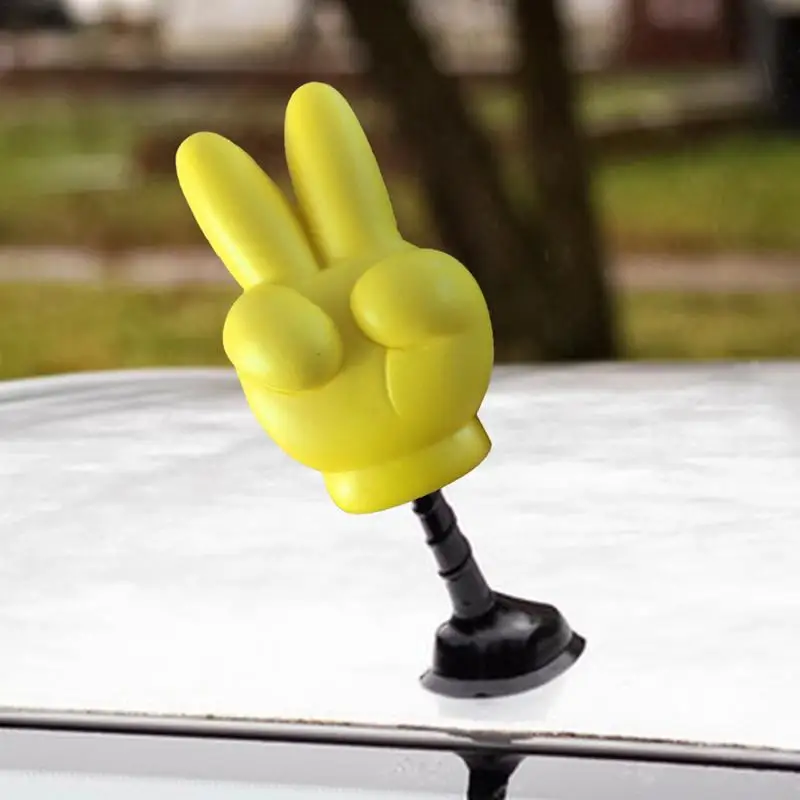 Hand Gesture Car Antenna Ball Yellow Automotive Exterior Decor Creative Foam Car Styling Roof Ornament Easy To Find Car