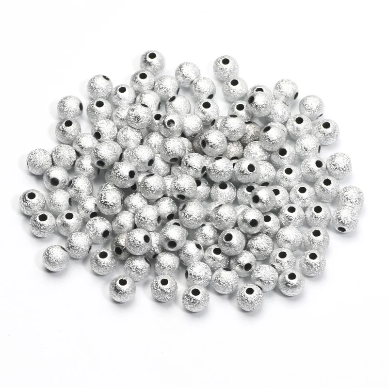 4/6/8/10mm Silver Color Stardust Acrylic Round Balls Spacer Beads Charms Acrylic Beads For Jewelry Making DIY Crafts Accessories