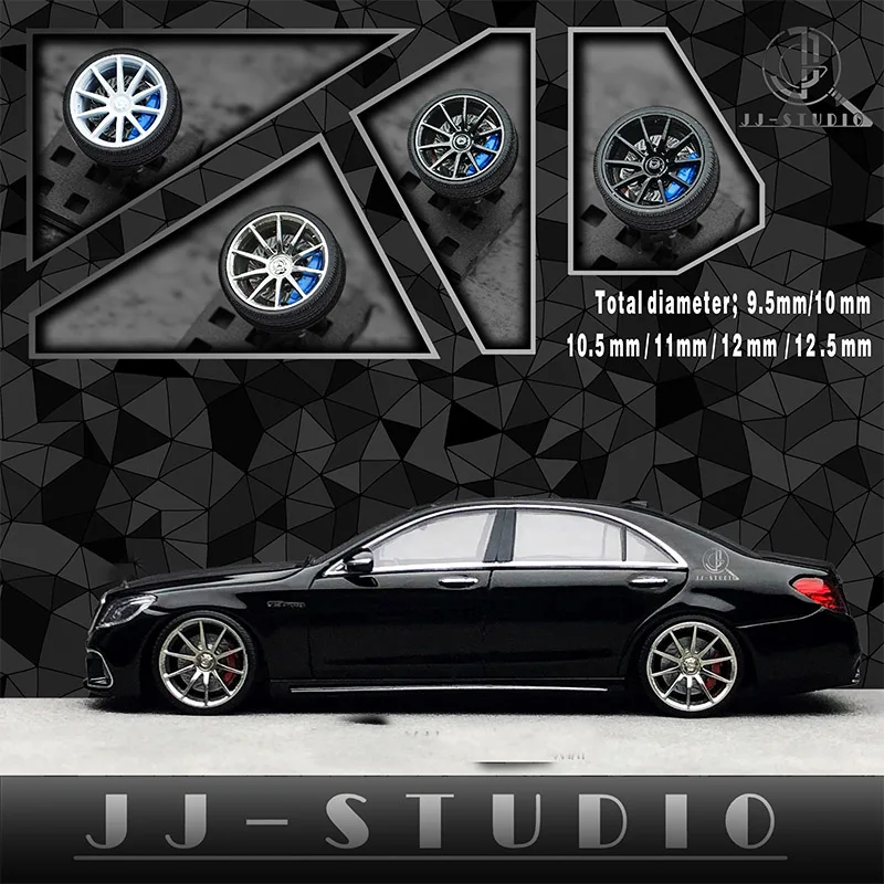 1: 64 Car Model Modified Wheel Hub Diameter 10/11/10.5/12mm - Plug-in/static Dual-use Hard Tire with Calipers