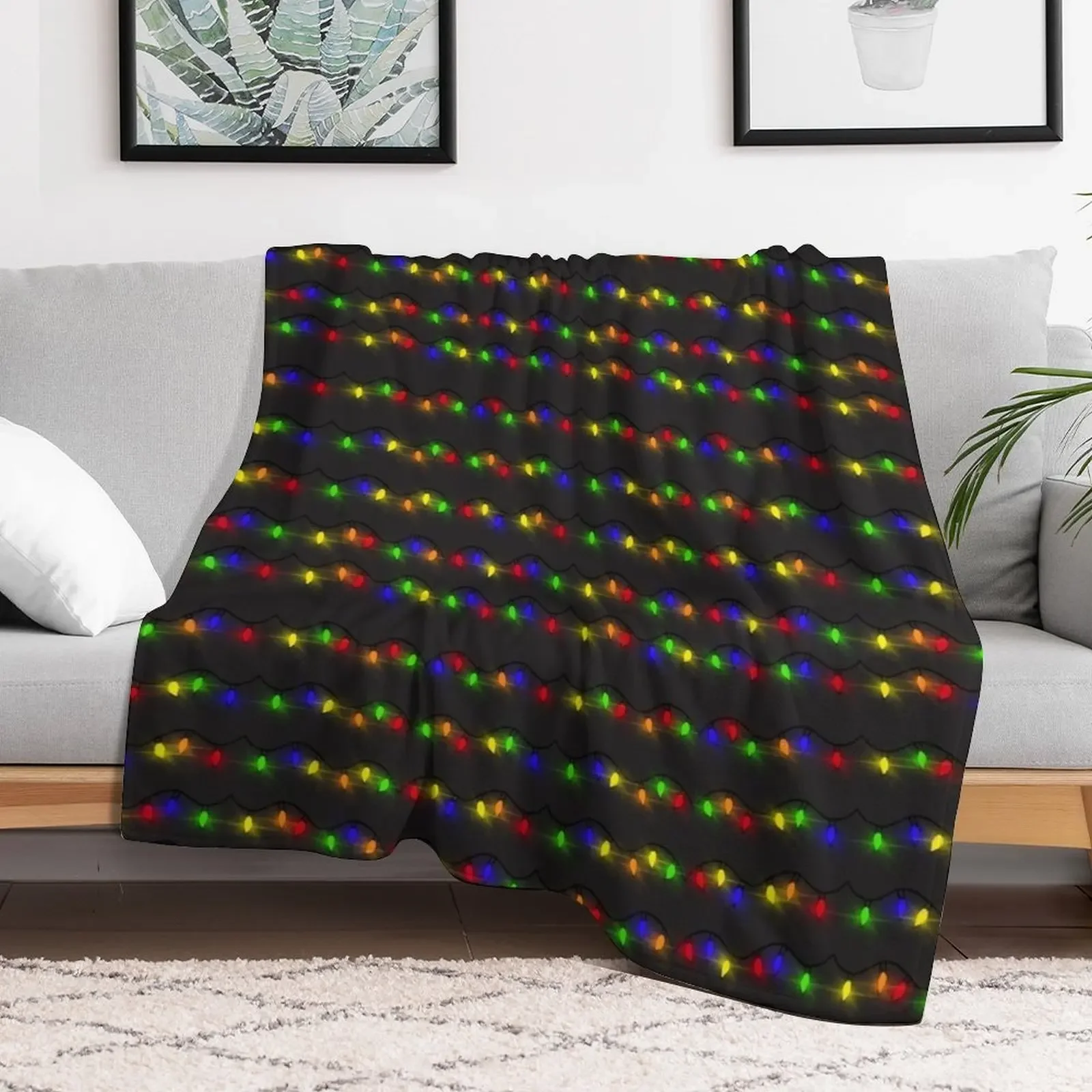 Twinkling Christmas Lights Throw Blanket Cozy Warm Blanket for Bed Room Decor