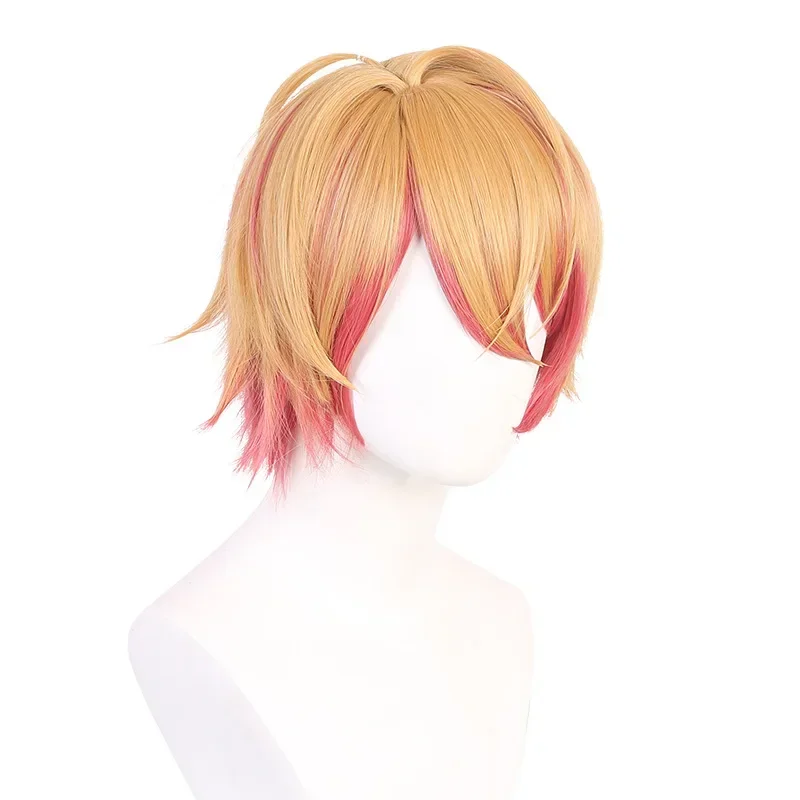 Anime Oshi No Ko Aqua cosplay wig Hoshino Akuamarin Short Yellow Pink Hair Cos Party Role Play Props