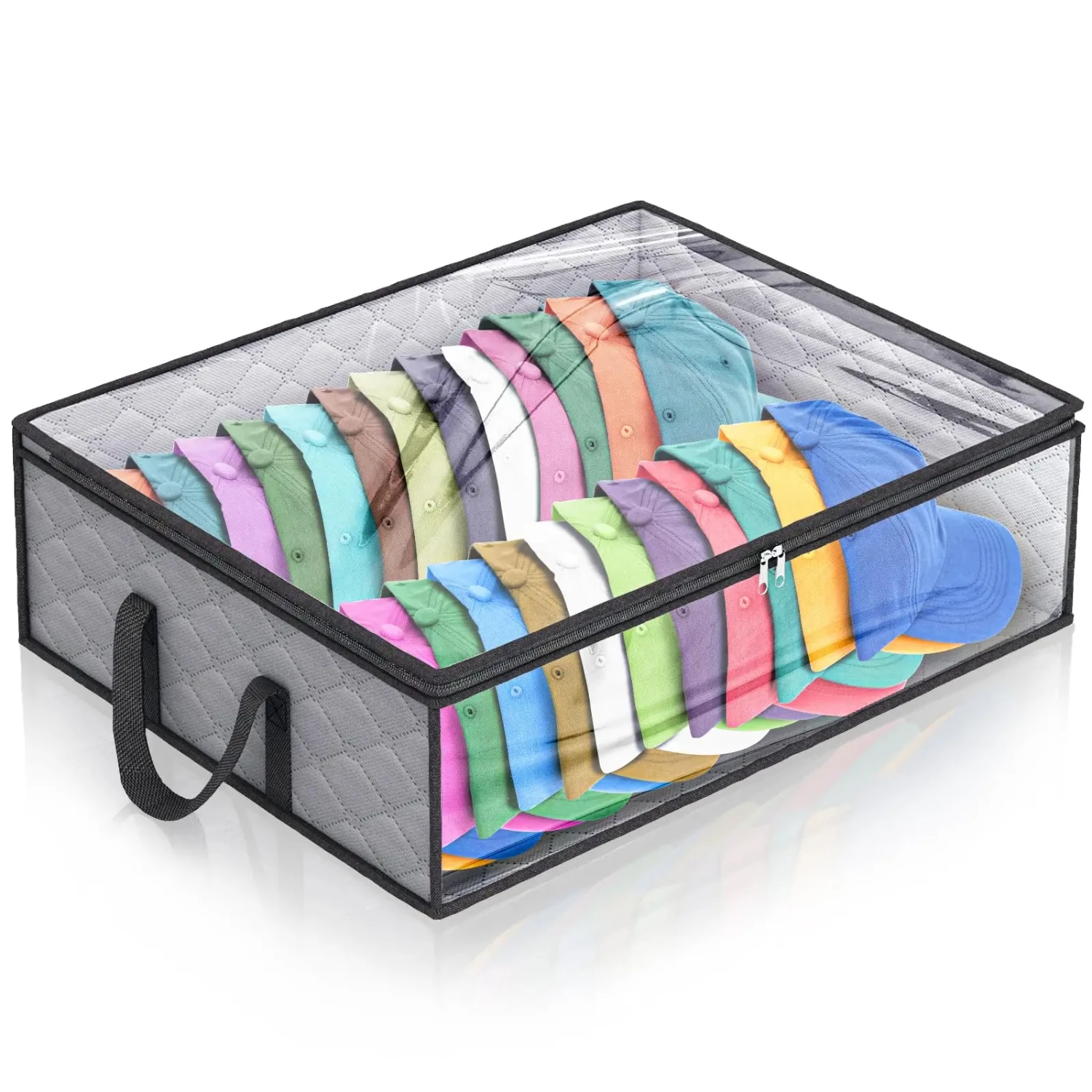 Sturdy Hat Organizer with 2 Handles for Baseball Caps, Books, Clothing, and Toys Organization