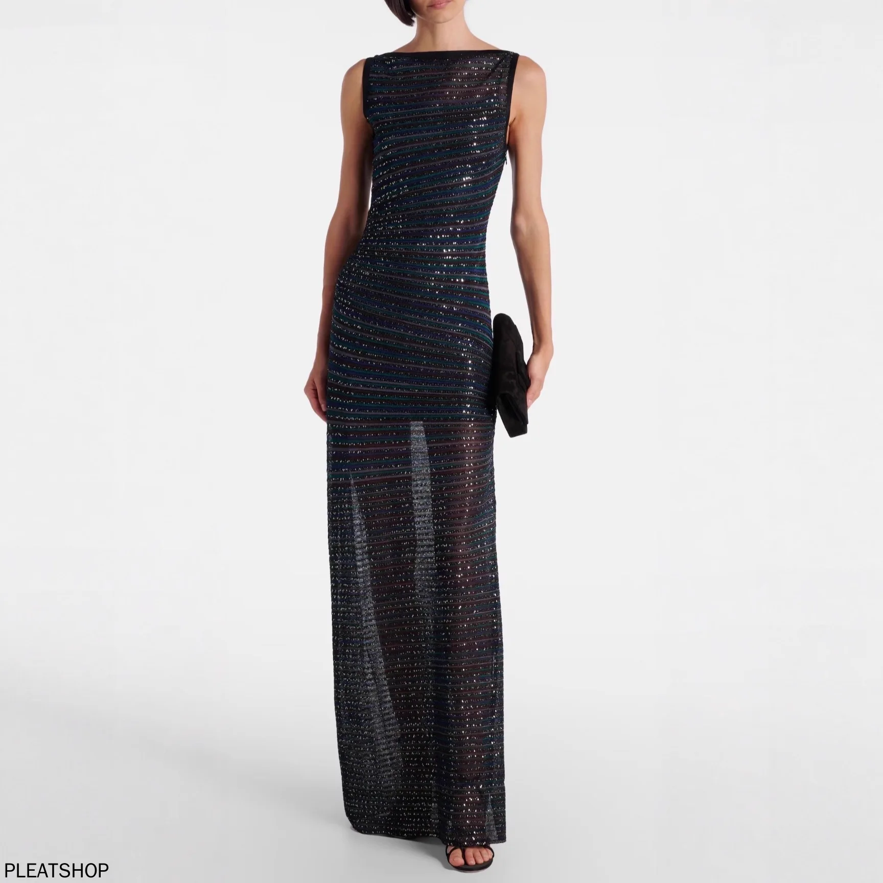 European and American Fashionable Evening Dress Socialites Slim-fitting Waist Semii-transparent High-end Sleeveless Long Dress
