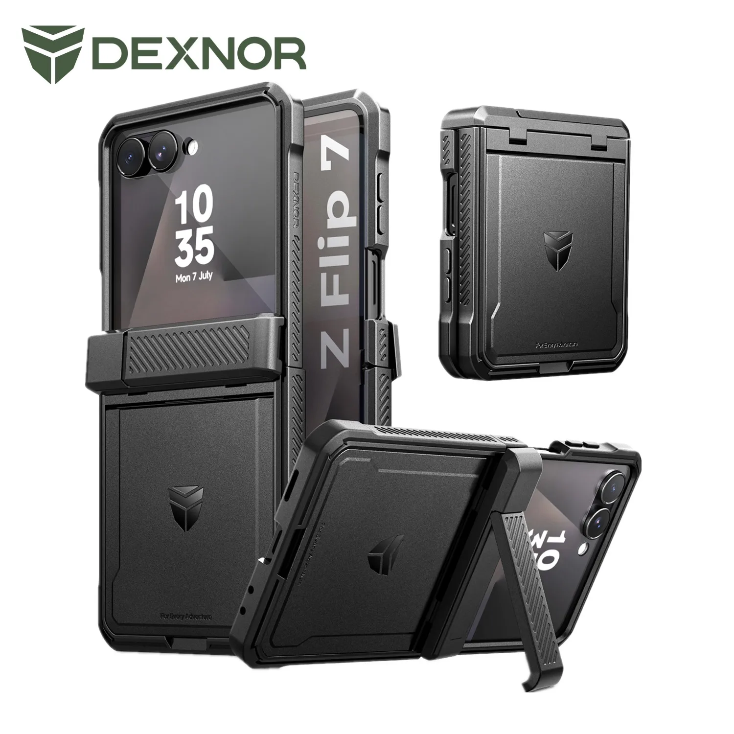 

For Samsung Galaxy Z Flip 7 Casewith Dual Kickstands& Auto-Close Hinge Protection Rugged Shockproof Bumper Screen Protector Case