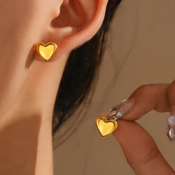Stainless Steel Earrings Cubic Peach Heart Stud High-end Sense Ornate Earring For Women Jewelry Banquet Anniversary Gifts New