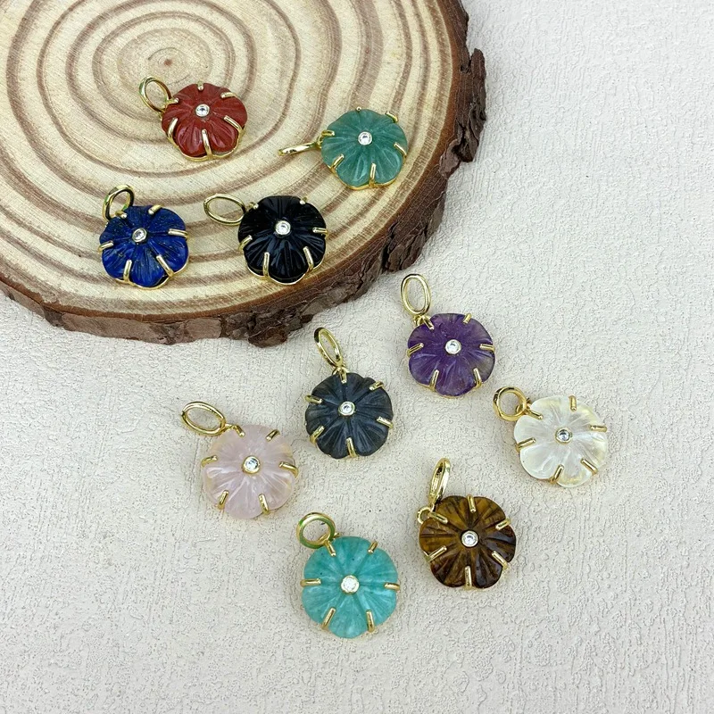 

3pcs/lot Jewelry Accessory Natural Stone Transparent Camellia Shaped Pendant For Charms Earrings Mobile Phone Shell Bracelet