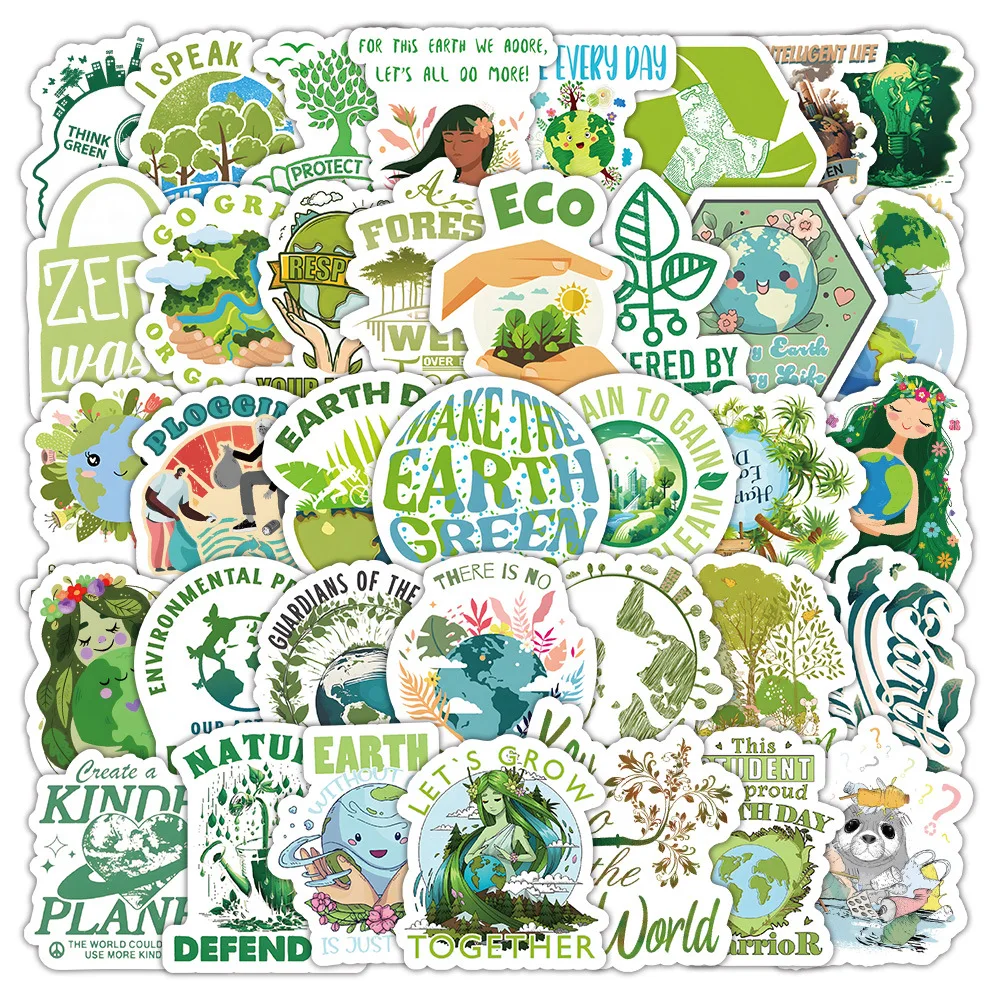 

10/60PCS Environmentally Friendly Green Ecological Coating Environmental Stickers Decorative Water Cup Laptop Guitar Decal Toy