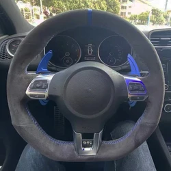 Anti-Slip Black Suede Leather Car Steering Wheel Cover For Volkswagen Golf 6 GTI MK6 / Polo GTI / Scirocco R Car Accessories