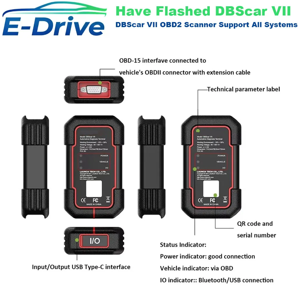 

DBScar7 DBScar VII 9884 Bluetooth Connector DBSCAR Scanner Work for DZ/XD/XP/PD/4 In1/ADS PRO/5 In1 NO CANFD DOIP Protocols