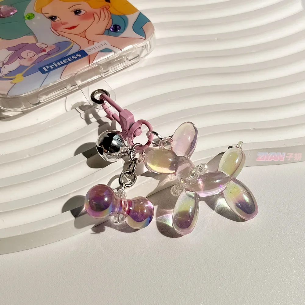 Kawaii Balloon Dog Key Chains Colorful Transparent Cartoon Dog Beautiful Bag Accessories Fashion Key Ring Pendants