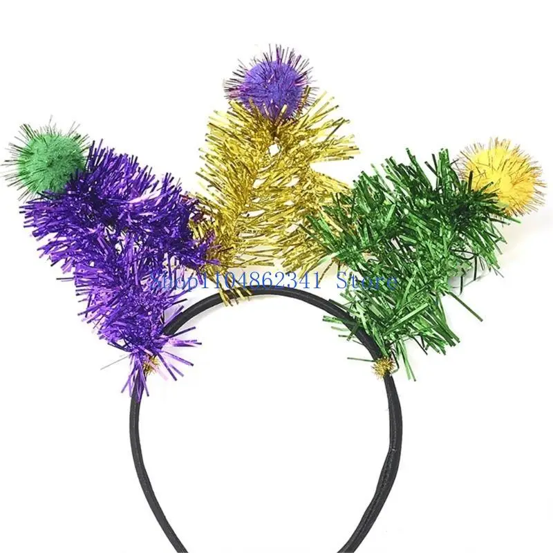 5asd Mardi Gras Pompoms Băng đô Lễ hội Băng đô Phụ kiện Tiệc họp mặt bạn bè