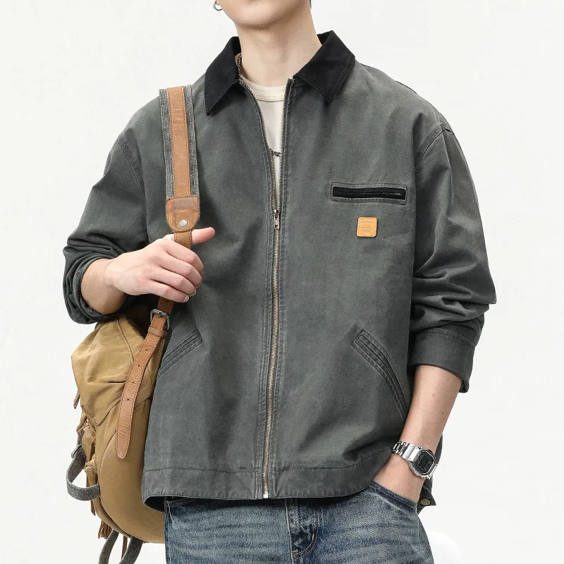 Men's fashion brand wash to do old American vintage cargo jacket high-grade fashion coat