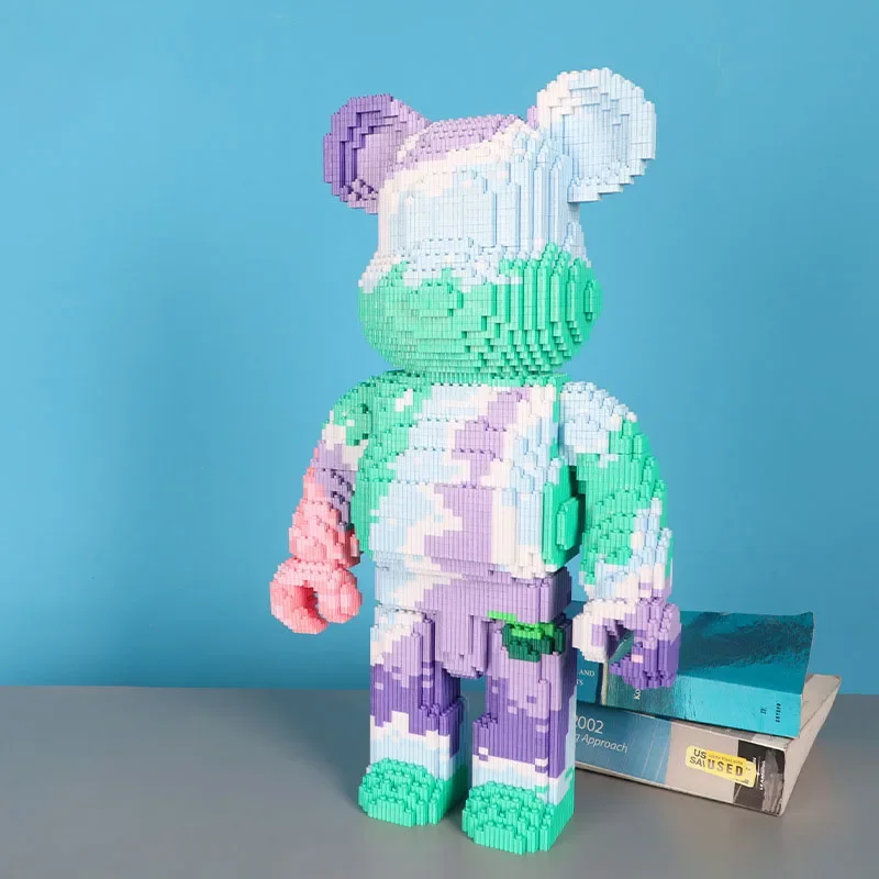 55cm Sea View Violence Bear Toy Lovely Assemble Particles DIY Assembly Painting Bear 3D Model Children\'s Toys Birthday Xmas Gift