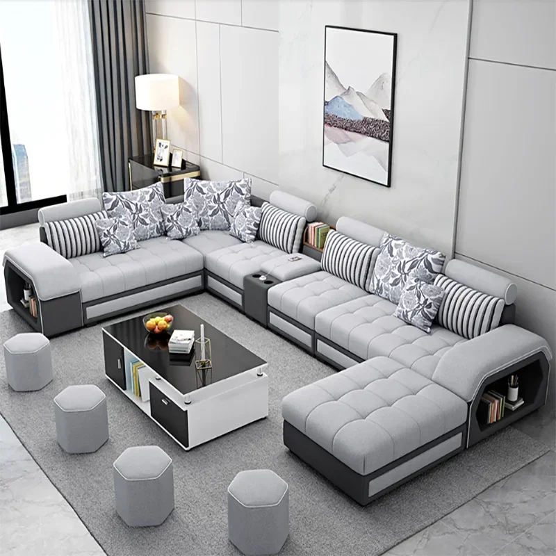 Factory wholesale Modern Design Living Room Furniture Fabric Sectional Sofa Set 7 seats sofa