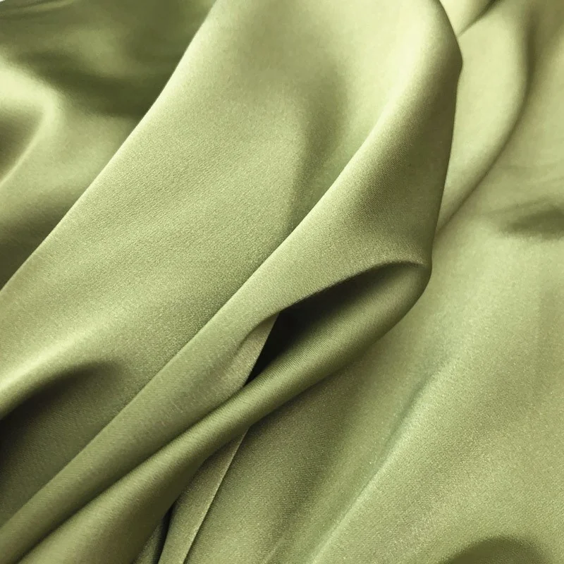 Avocado green satin silk shirt fabric drape dress women's professional fashion background