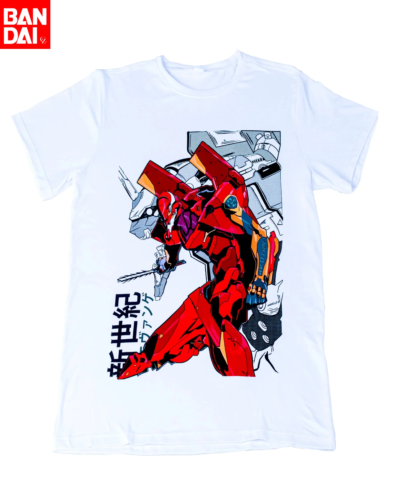 

Футболка с принтом Neon Genesis Evangelion Eva Unit-02, мужская, летняя, белая, оверсайз, 2026, аниме, уличная одежда, Харадзюку, свободный крой, хлопок