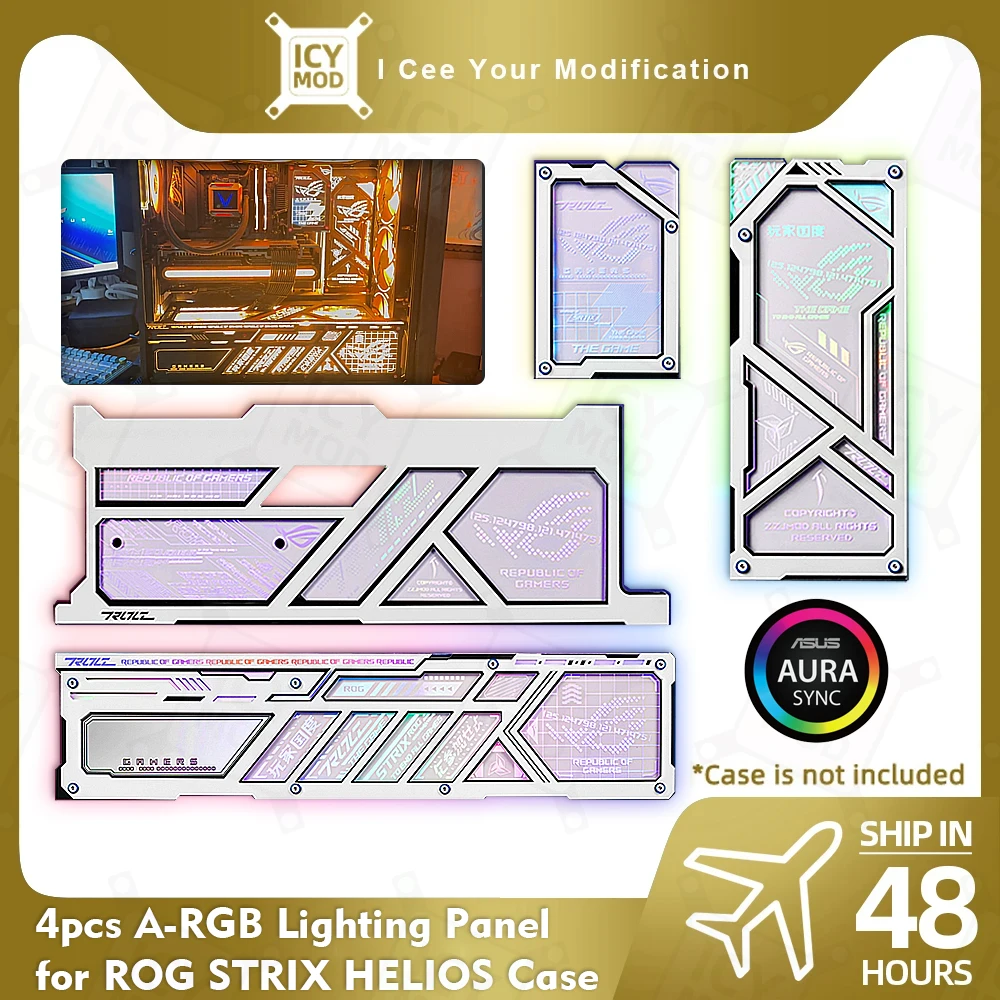 ROG Strix Helios GX601 RGB MOD 4Pcs Lighting Panel Kit Laser Engraved 5V3PIN Custom PC Case AURA SYNC
