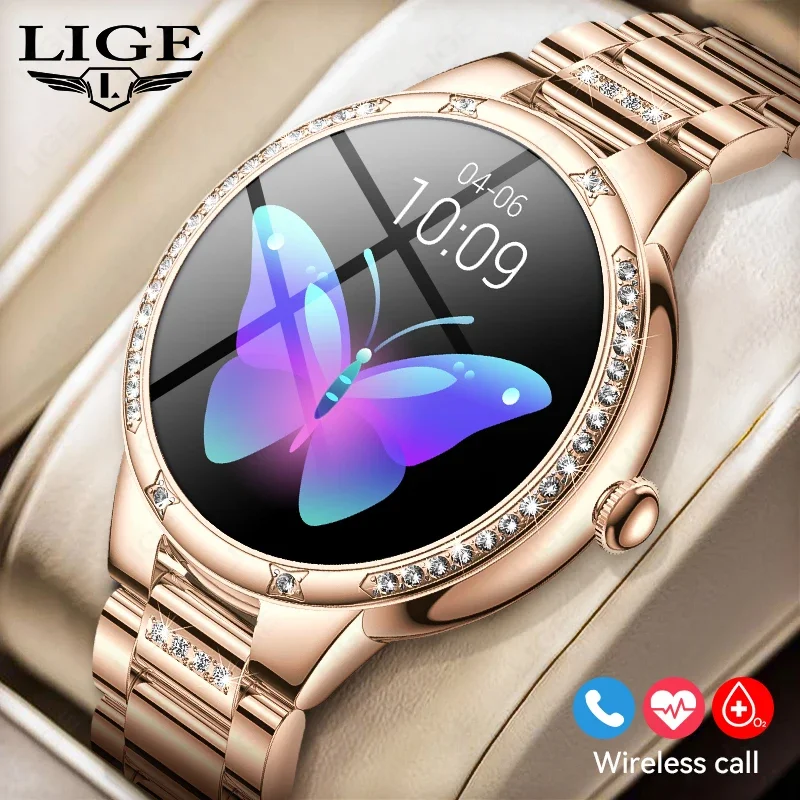 2024 Wireless Fast Charging Women Smart Watch Bluetooth Call Fitness Waterproof Smartwatch Heart Rate Blood Pressure Monitor