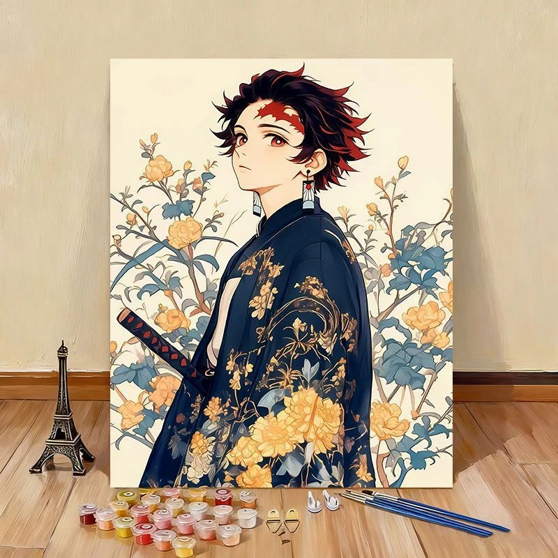 Malen nach Zahlen Sets: Demon Slayer Serie – Kunstkollektion DIY Acrylfarben für Erwachsene zur Heimdekoration