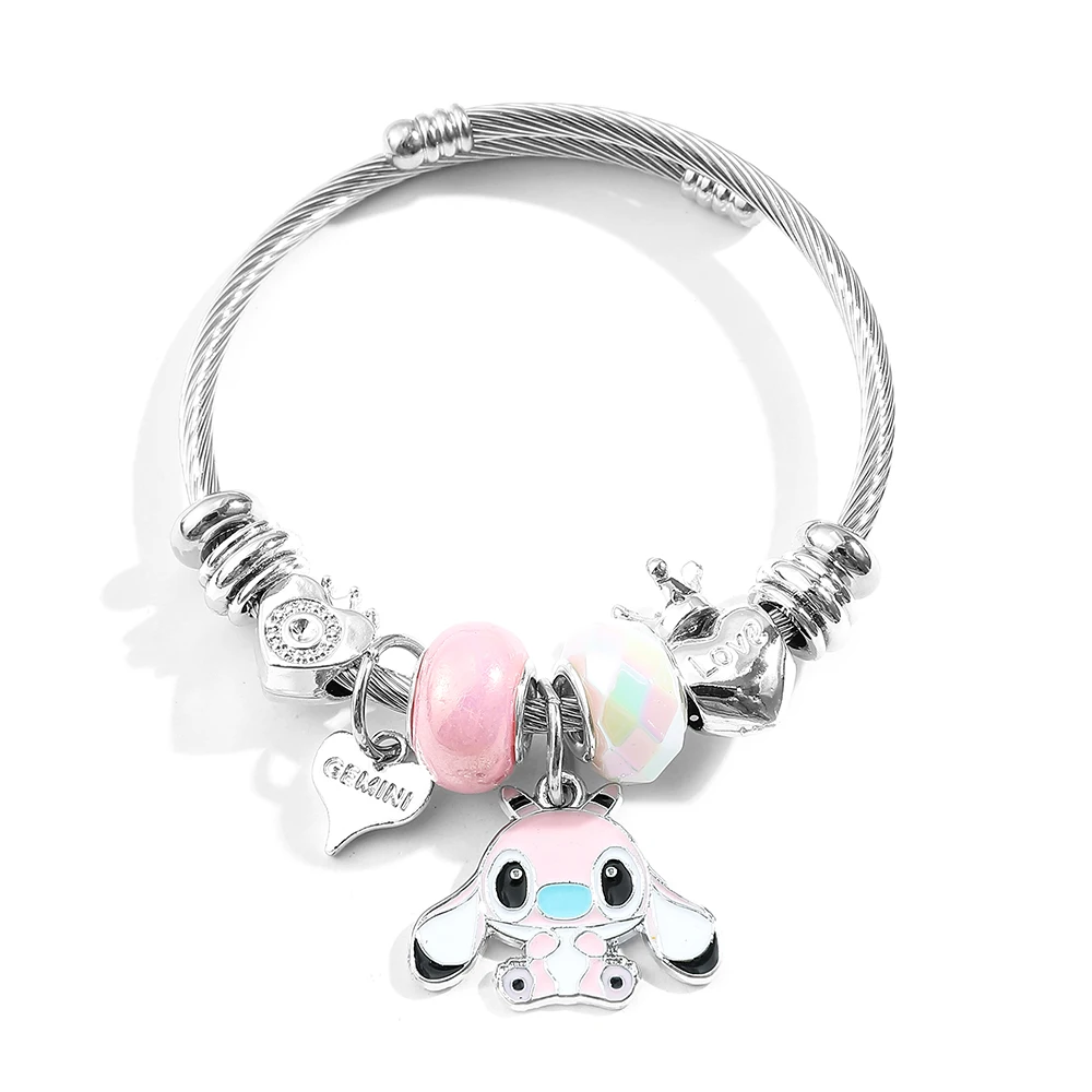 Disney Anime Lilo and Stitch Charms Bracelets Cartoon Stitch Beads Bangle Jewelry Unique Hand Chains Accessories Gifts