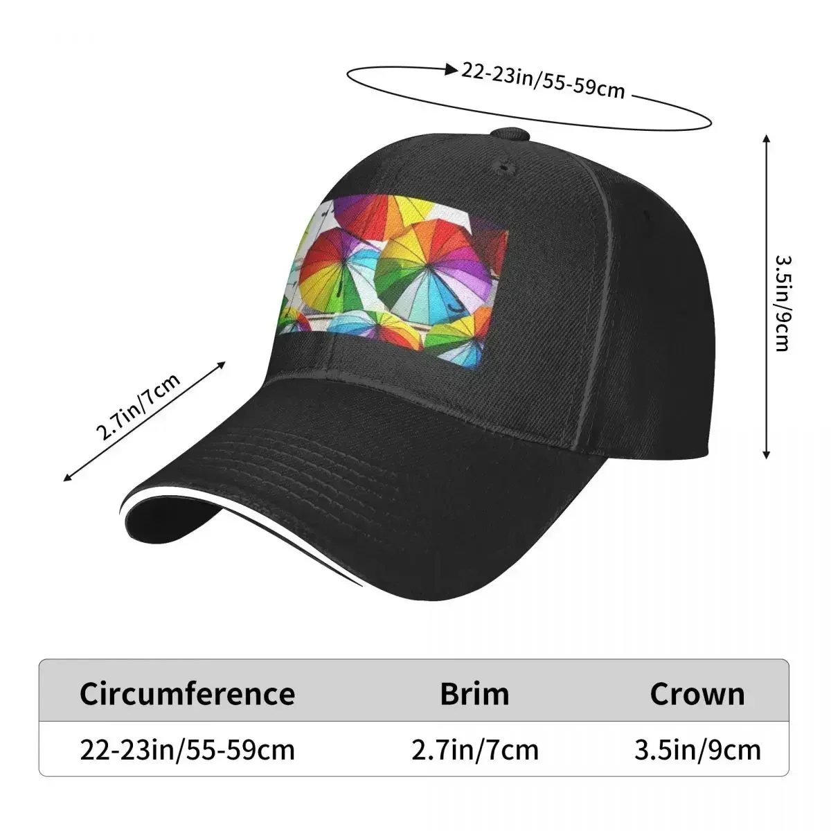 Casquette de baseball avec parapluies arc-en-ciel pour hommes et femmes, chapeau Bobble, casquette de pêche, chapeau de fête en mousse