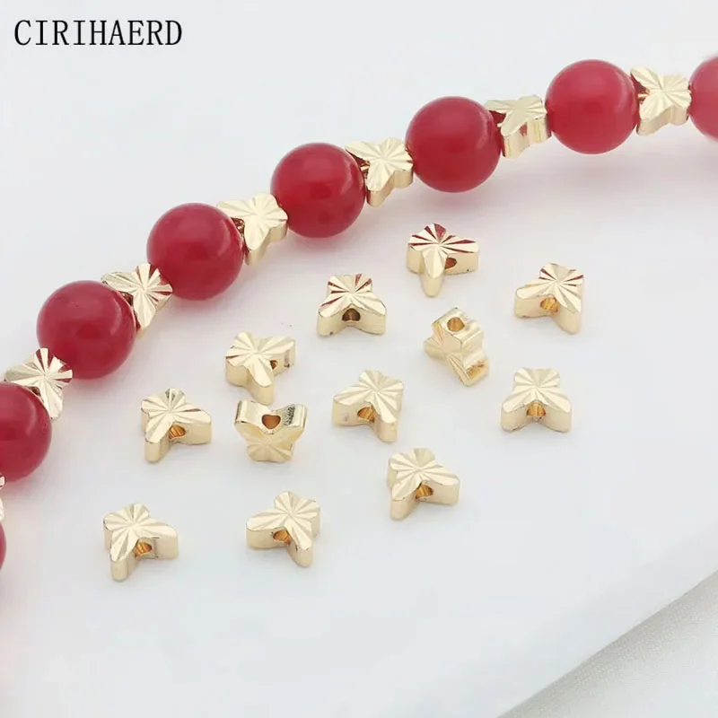 

5mm*6mm Butterfly Bead 14K Gold Plated Cut Pattern Spacer Beads For Separation Jewelry Beads DIY Bracelet Making Accessories