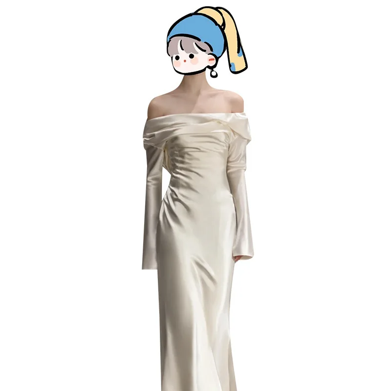 Elegante Vestido de Novia Estilo Cola de Pez 2024, Nuevo Estilo, para Fotografía de Viaje Nupcial, Túnica de Mañana, Cintura ...