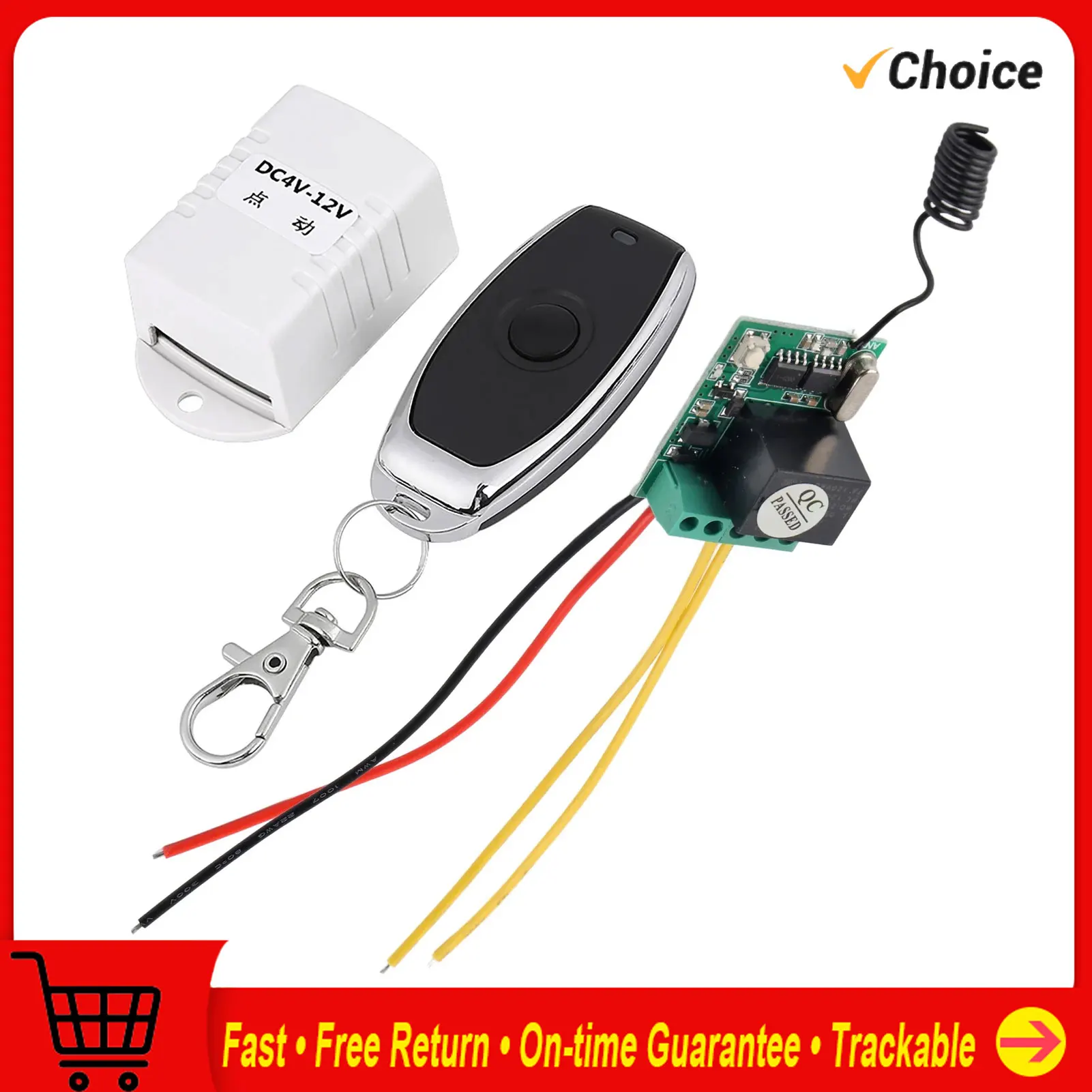 

4V 5V 6V 7.4V 9V 12V Wireless Relay Remote Control One Key Switch Receiver Transmitter Relay Receiver Wireless Remote Control