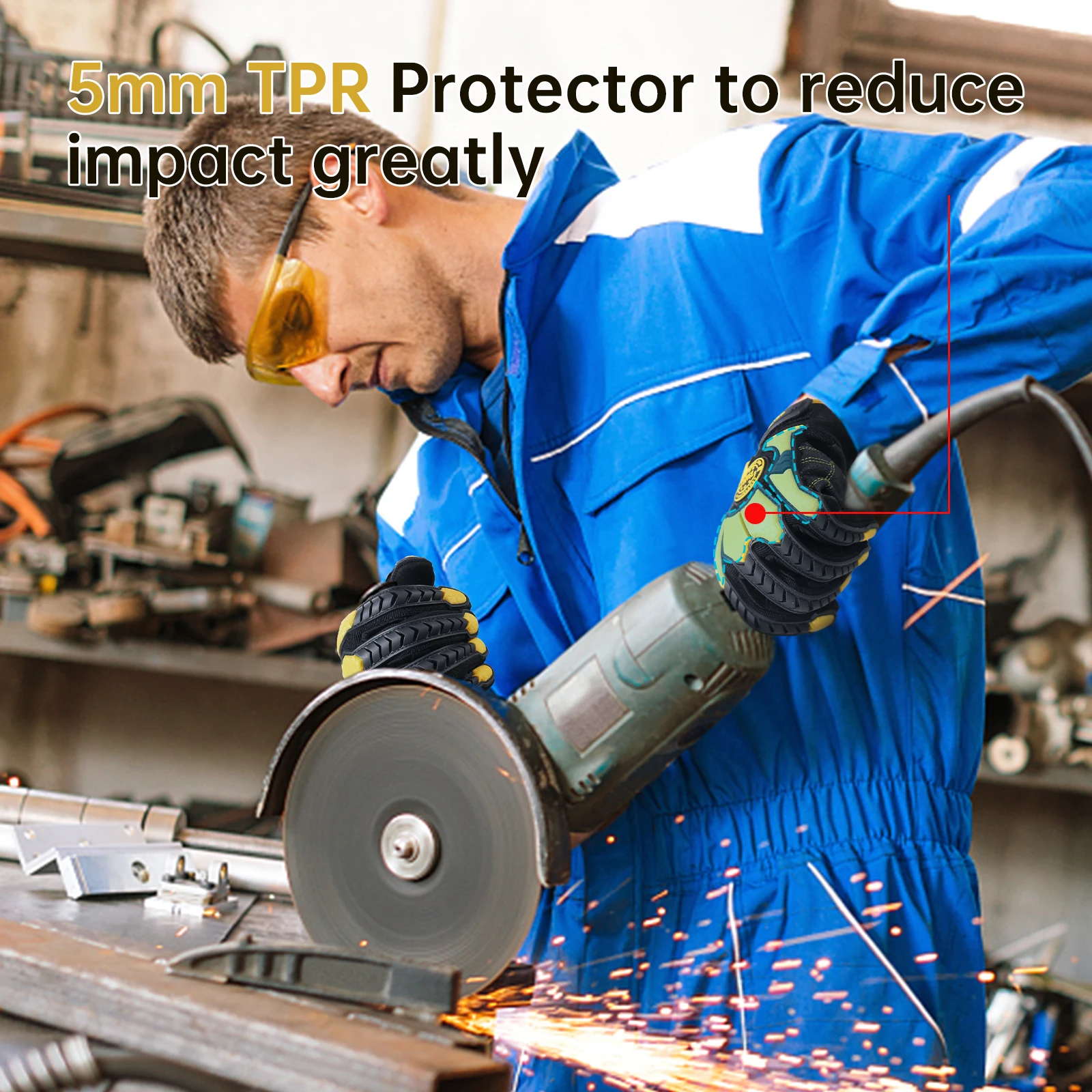 Handlandy luvas de trabalho resistentes, corte 6 luvas de trabalho de proteção contra impacto de segurança anti-abrasão luvas mecânicas de tela de toque