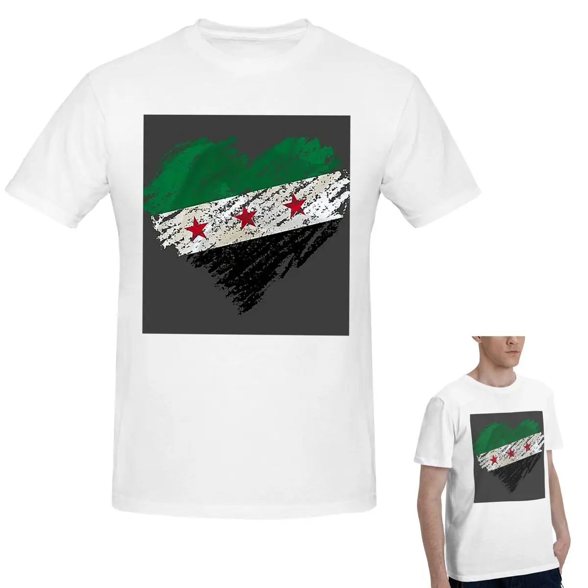 

Футболка из 100% хлопка с флагом независимости Сирии, мужская модная футболка большого размера, мужские летние рубашки с круглым вырезом, топы, S-6XL