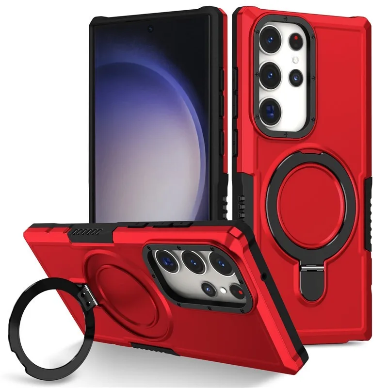 Ring Holder Slide Lens Stand Cover Luxury Armor Case for Samsung Galaxy S23 S23 plus S23 ultra S23 FE