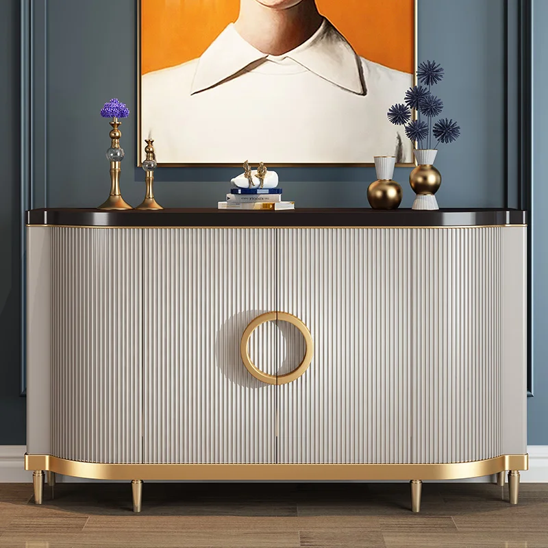 

01 Modern Entryway Cabinet Light Luxury Style Italian Minimalist Entryway Shoe Cabinet Integrated Solid Wood Side Cabinet