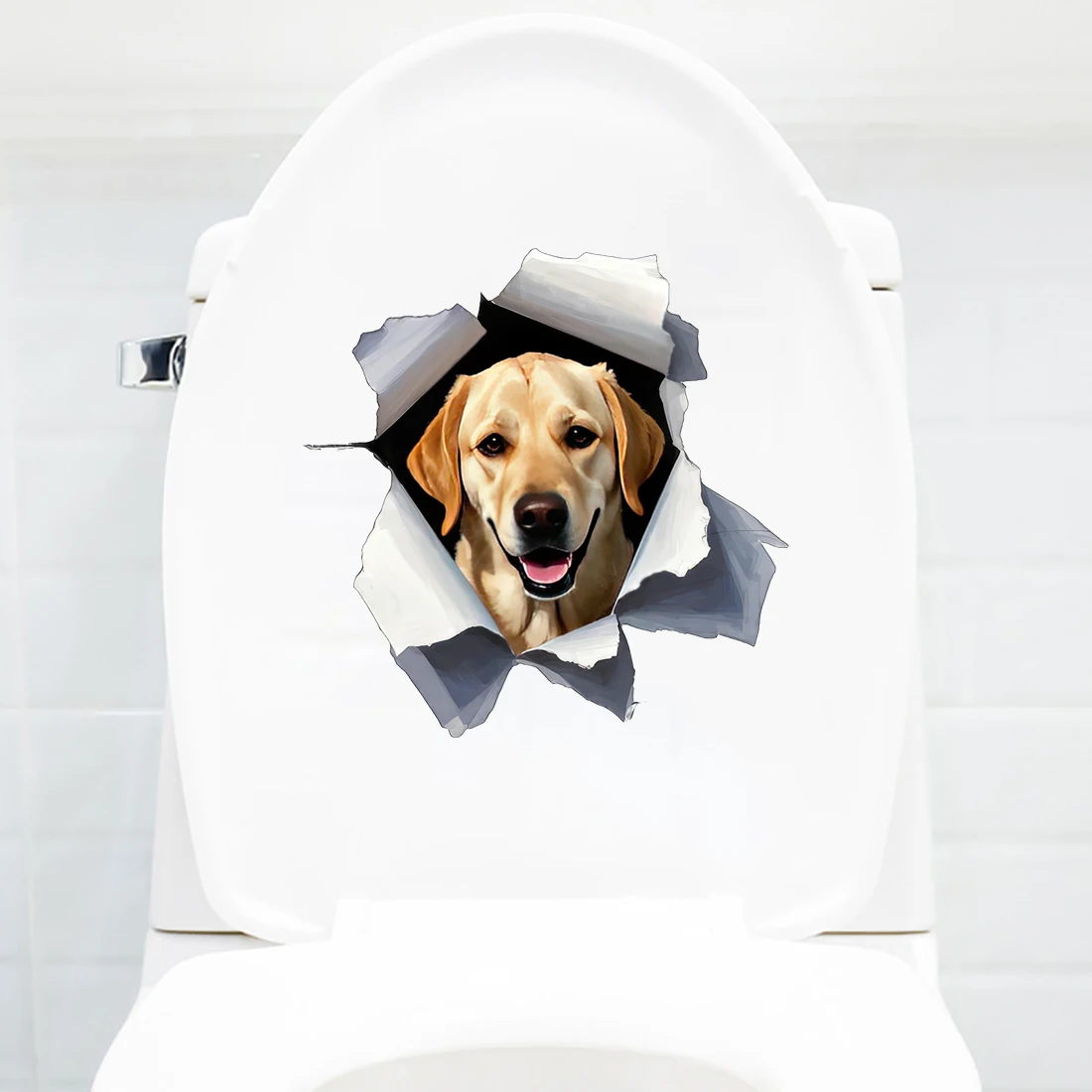 Three Ratels CG74 Cute Golden Retriever Cartoon Stickers without Home Decor car decals Waterproof