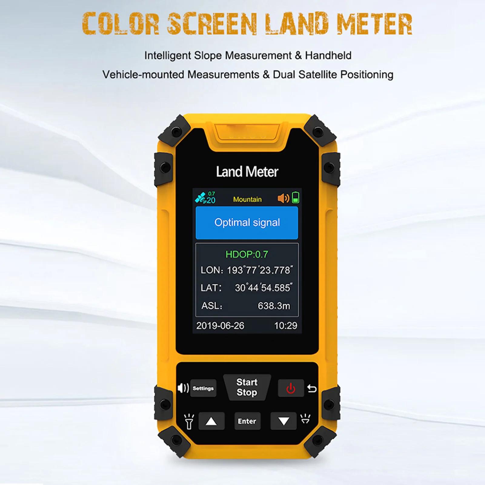 Handheld Land Meter Land Area Meter Dust Proof 2.4in Color Display 4 Measurement Modes for Farmland Agricultural Machinery