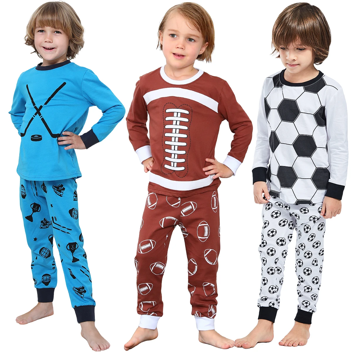 Pajamas for Kids Football Boys Basketball Baseball Sleepwear Set Toddler Halloween Carnival Sport Nightwear