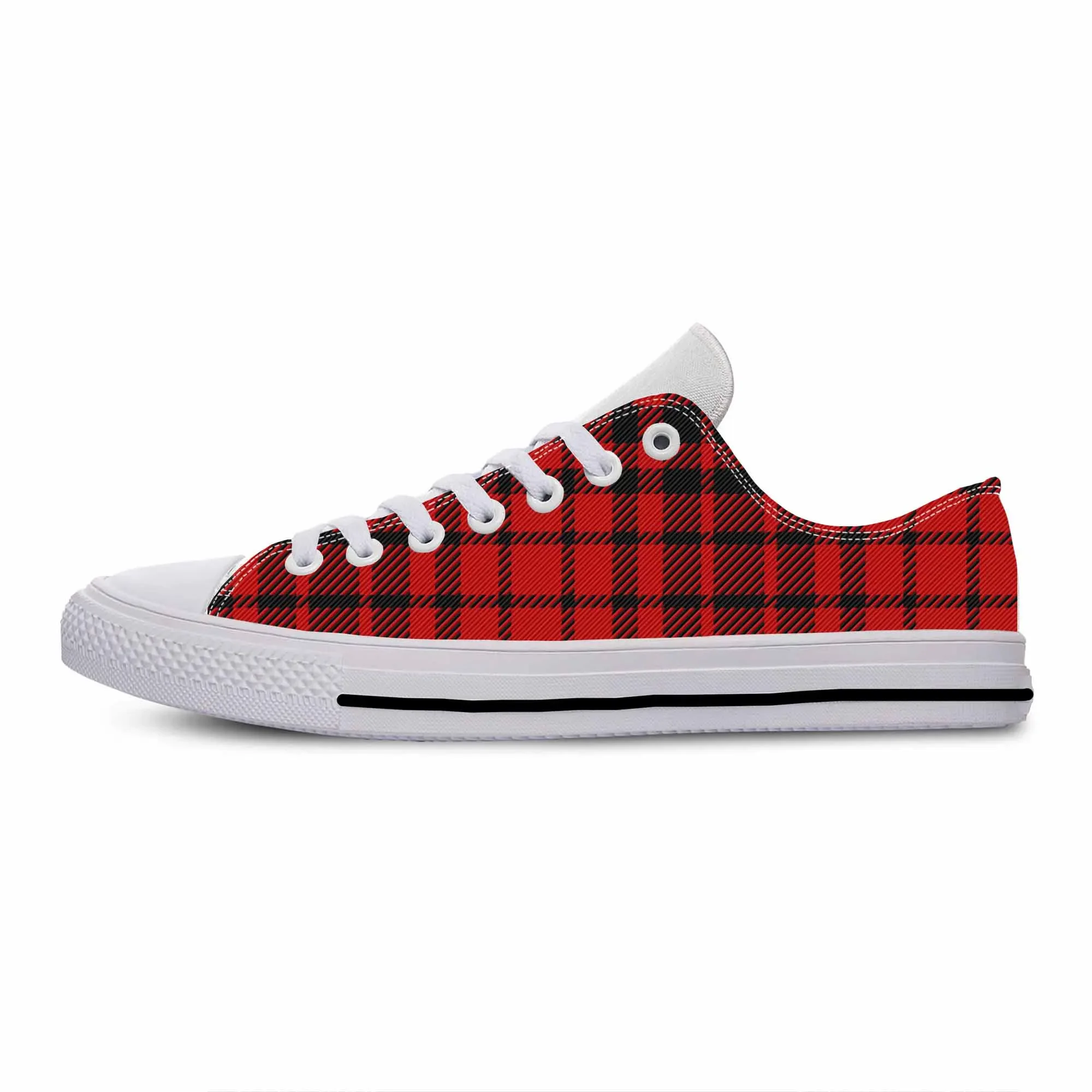 Buffalo Plaid Scottish Stewart Tartan Cool Fashion Casual Cloth Shoes Low Top Lightweight Breathable 3D Print Men Women Sneakers