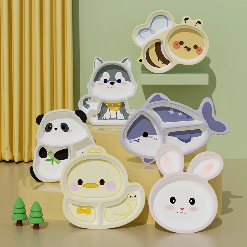

Kids Special Dinner Plate Cute Cartoon Divided Plate Anti Fall Baby Feeding Tableware High Appearance Kindergarten Use Food Tray