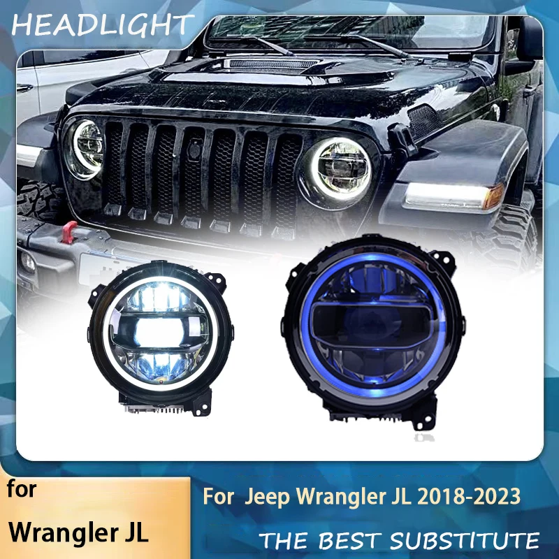 New 9 Inch LED Headlights for Jeep Wrangler JL 2018 2019 2020 2021 2022 2023 Hi/Low Beam Halo DRL Turn Signal Lights Accessories