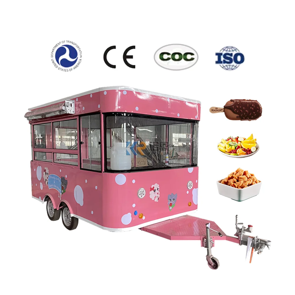 3.5Meters Best Quality Fast Food Trucks Street Mobile Food Trailer with Full Kitchen Equipments