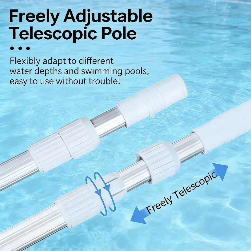 Portable Swimming Pool Skimmer, Aluminum Alloy Telescopic Handle Stick Joint For Brush Salvage Net Swimming Pool Tool