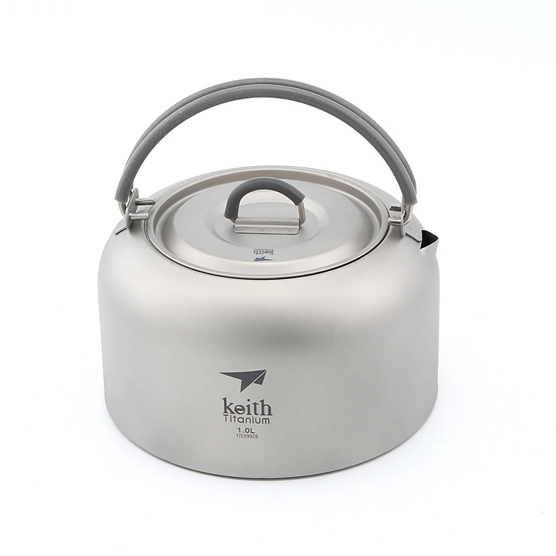 

Keith Titanium Kettle 1 L Bacteriostatic Flatware Ultralight Outdoor Camping Tableware Coffee Kettle Travel Cookware Pot