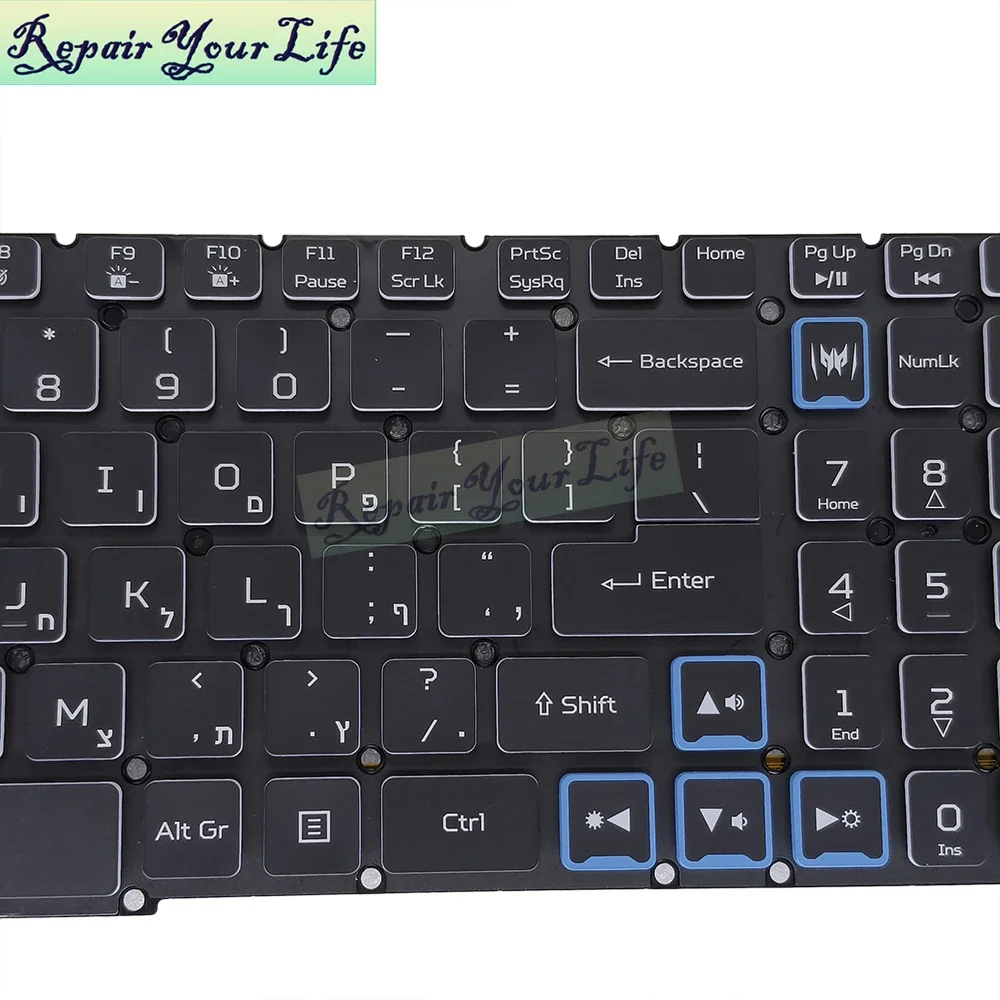 HE Hebrew RGB Backlit Keyboard For Acer Helios 300 PH315-52 PH317-53 Nitro AN515-43 AN515-54 55 AN517-52 Gaming Laptop Keyboards